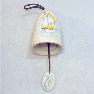 Anna Raised Sailboat Ceramic Bell with Rope Accent